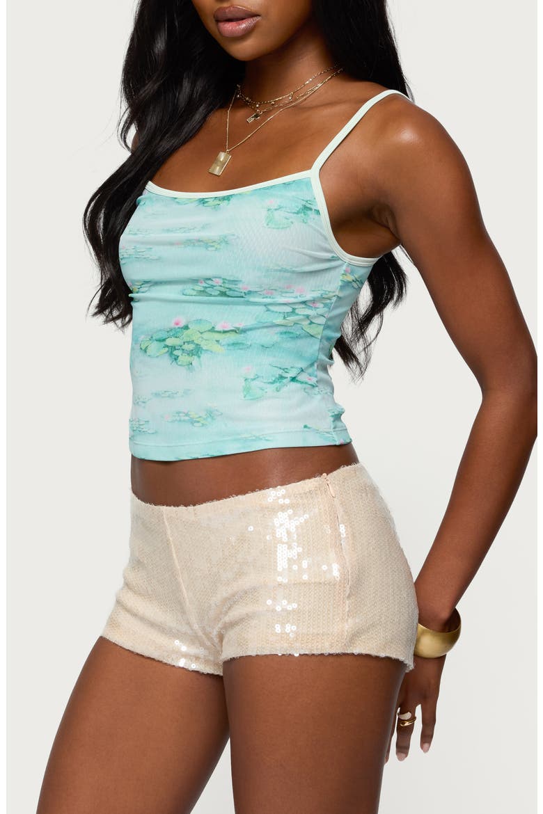 Everlyn Water Lily Print Camisole, Alternate, color, SAGE