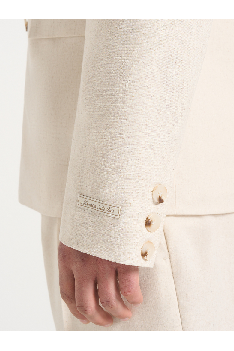Didier Double Breasted Linen Suit Jacket, Alternate, color, Natural