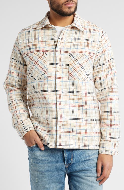 Wax London Whiting Yard Check Cotton Blend Overshirt In Neutral
