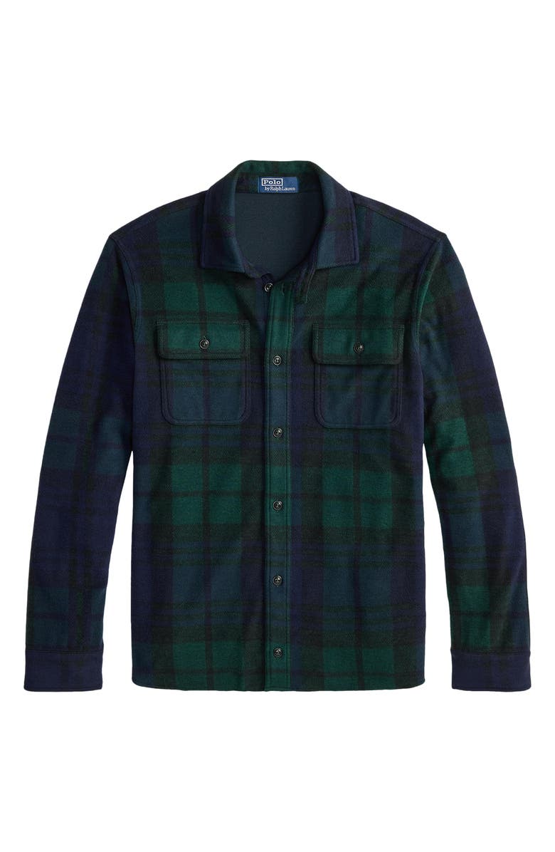 Polo Ralph Lauren Flannel Button-Up Overshirt, Alternate, color, Blackwatch Plaid