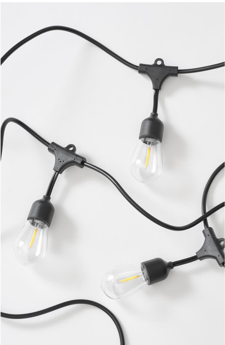 Brightech Solar-Powered Weatherproof LED 48' Outdoor String Lights - 15 Shatterproof Bulbs, Main, color, Classic Black- 48' (15 Bulbs)