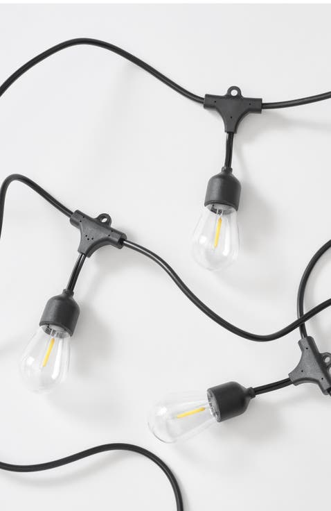 Solar-Powered Weatherproof LED 48' Outdoor String Lights - 15 Shatterproof Bulbs