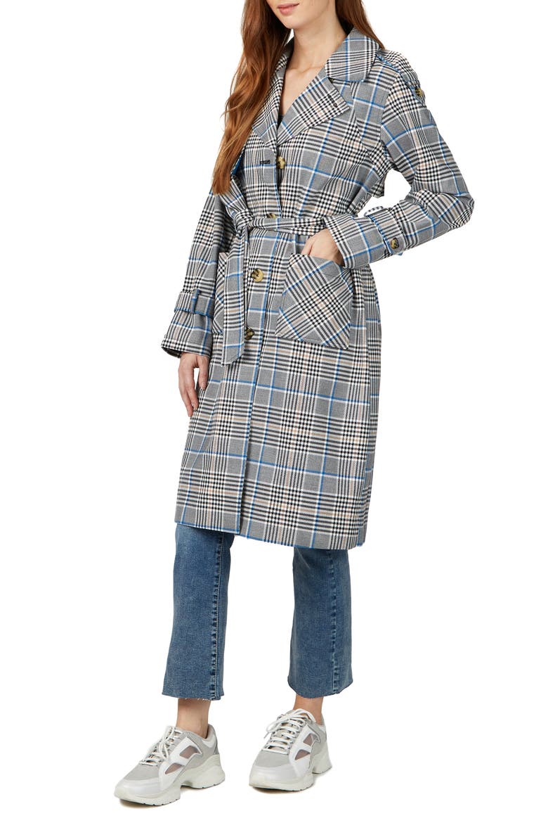 Water Resistant Plaid Trench Coat, Main, color, OCEAN