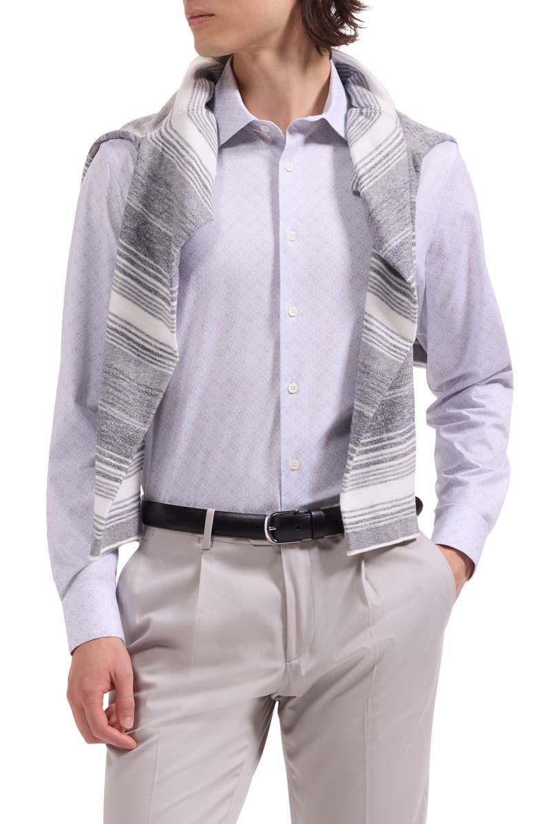 Bugatchi James OoohCotton<sup>®</sup> Geo Floral Button-Up Shirt, Main, color, Ivory