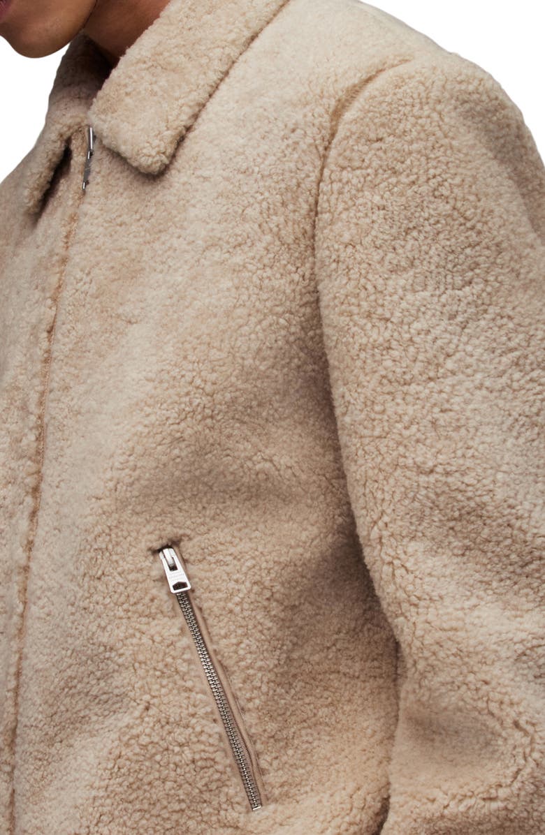 AllSaints Charlie Genuine Shearling Zip Jacket, Alternate, color, 