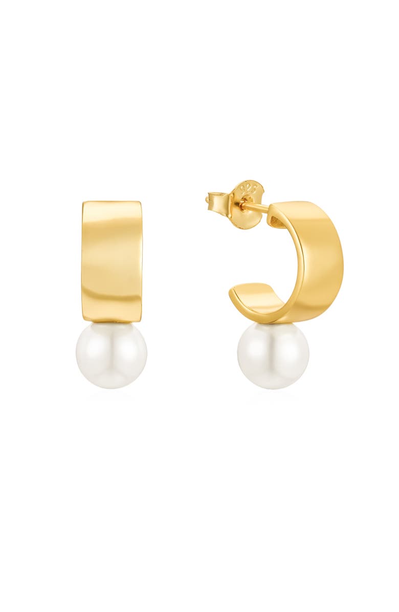 Untamed Petals Leah Pearl Hoops, Main, color, Gold