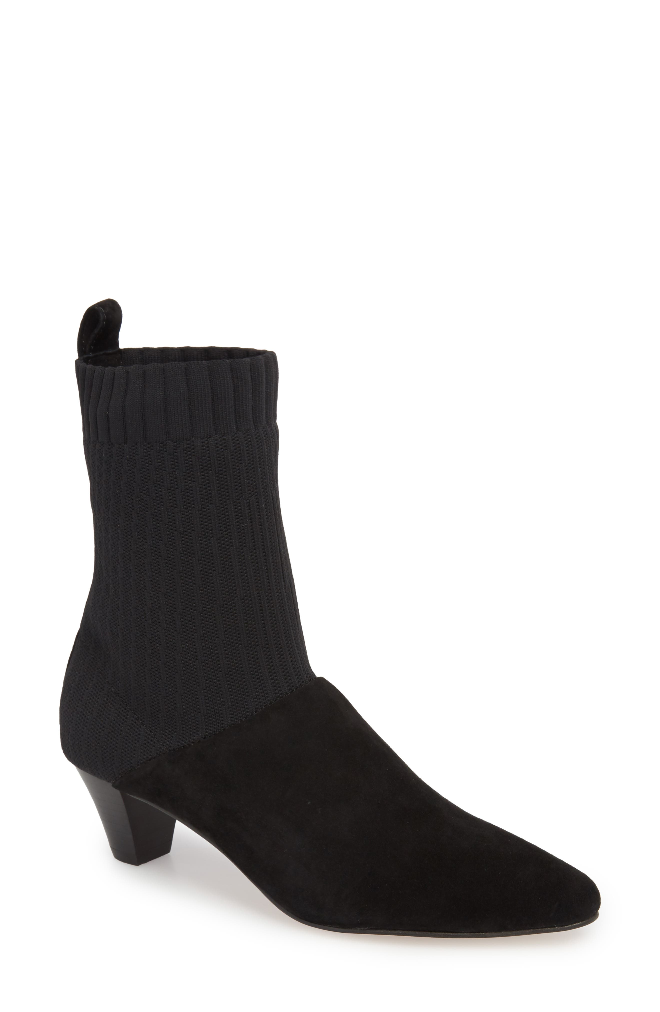 Nuria Sock Bootie, Main, color, BLACK SUEDE