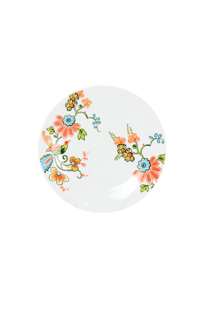 Elama Spring Bloom 16 Piece Round Porcelain Dinnerware Set, Alternate, color, White