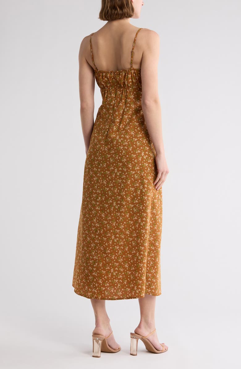 Blu Pepper Floral Tie Neck Midi Sundress, Alternate, color, Brown Multi