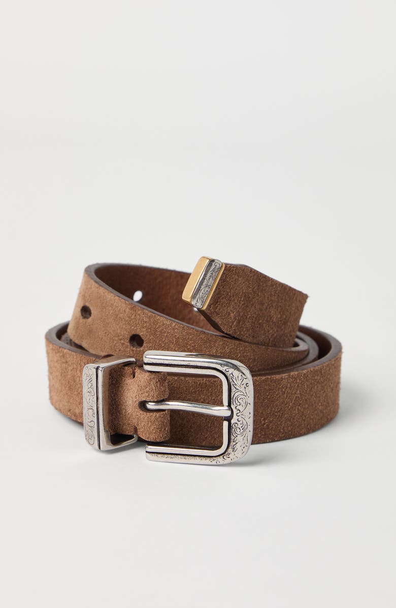 Brunello Cucinelli Leather belt, Alternate, color, Hazelnut