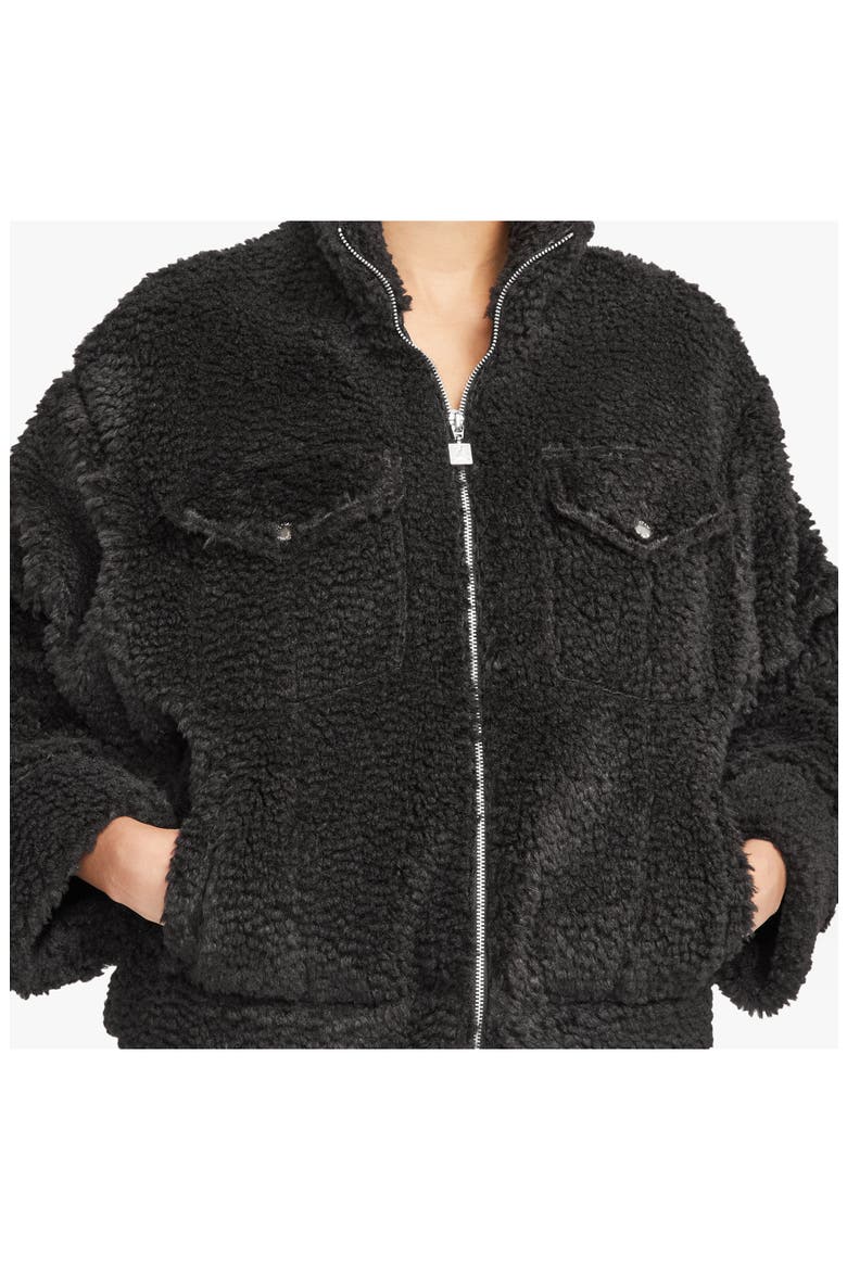 Oversize High Pile Fleece Jacket, Alternate, color, BLACK