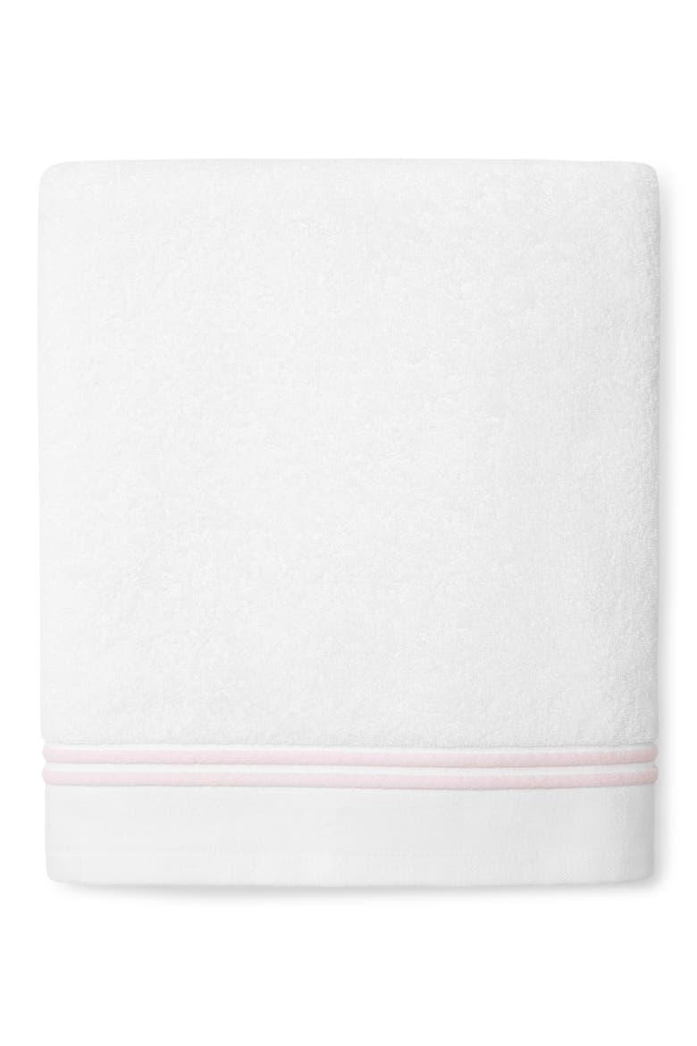 Aura Nuova Combed Cotton Bath Sheet, Main, color, WHITE/ PINK