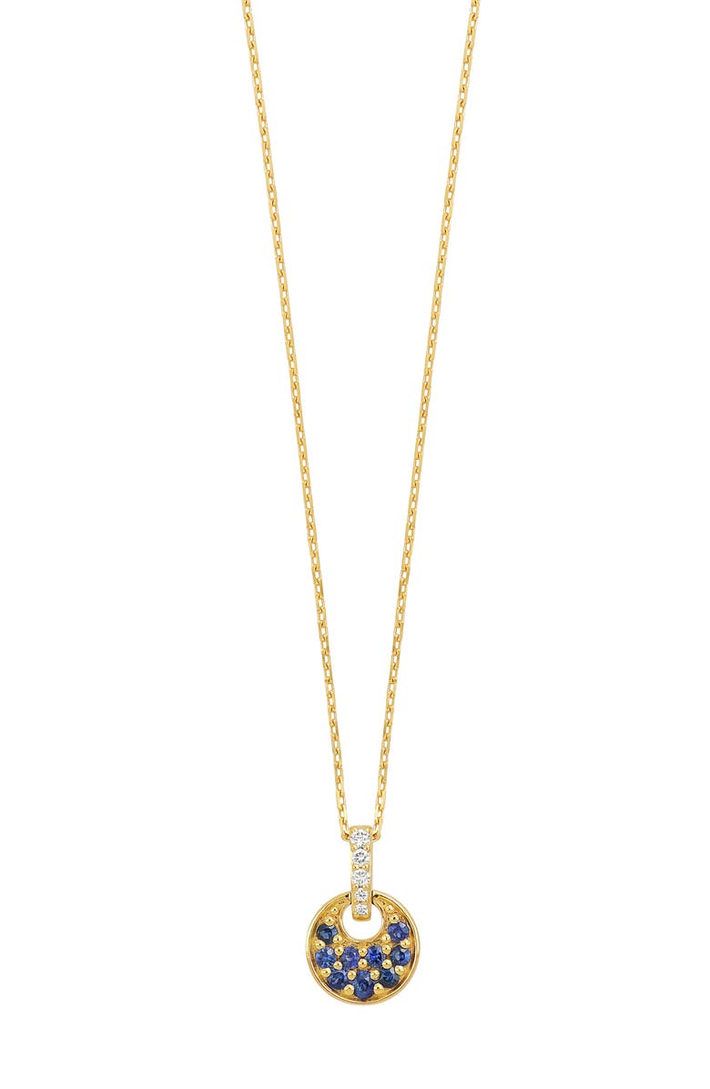 Bony Levy 18K Yellow Gold Sapphire & Diamond Round Disc Pendant Necklace, Main, color, 
