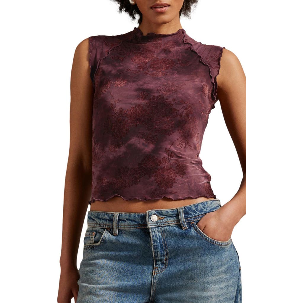 Next Flocked Sleeveless Top In Pink