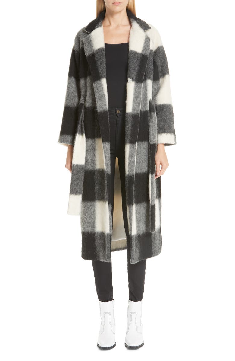 Ganni Pattern Wool Blend Coat, Main, color, 