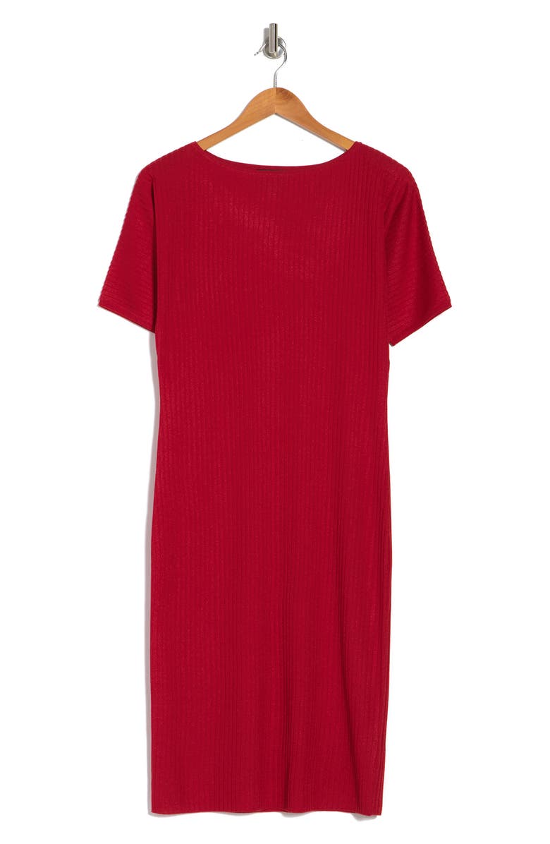 St. John Collection Ribbed Knit Boatneck Midi Dress, Alternate, color, 
