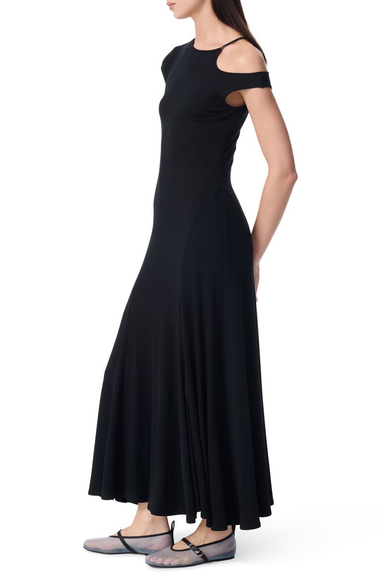 Clarice Cutout Shoulder Maxi Dress, Alternate, color, BLACK
