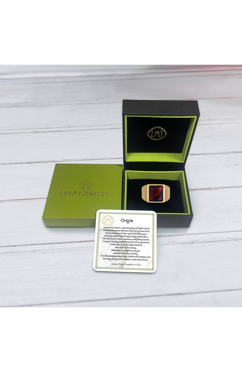 LuvMyJewelry Chatoyant Red Tiger Eye Sterling Silver Men Signet Ring, Alternate, color, 14Kt Gold Vermeil On Sterling