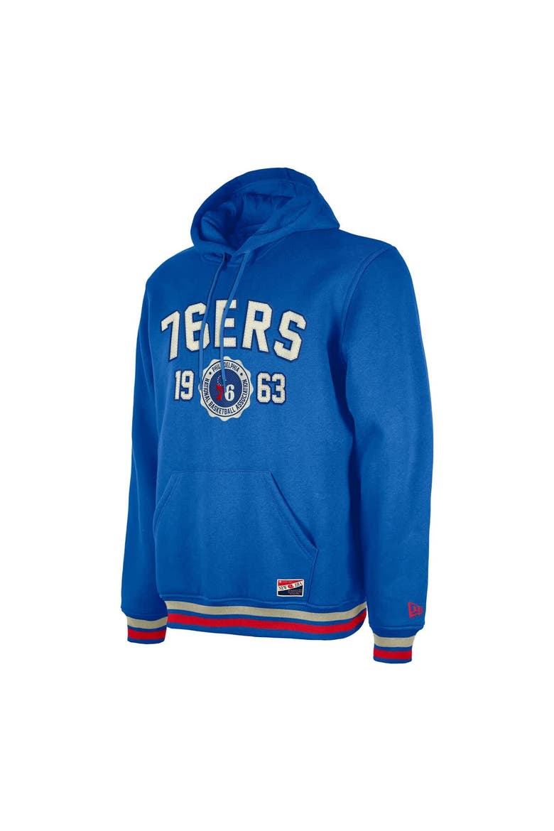 Men's New Era Royal Philadelphia 76ers Throwback Vintage Pullover Hoodie, Alternate, color, Royal