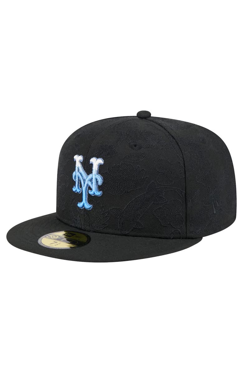 New Era Men's New Era Black New York Mets Tonal Koi 59FIFTY Fitted Hat, Alternate, color, 