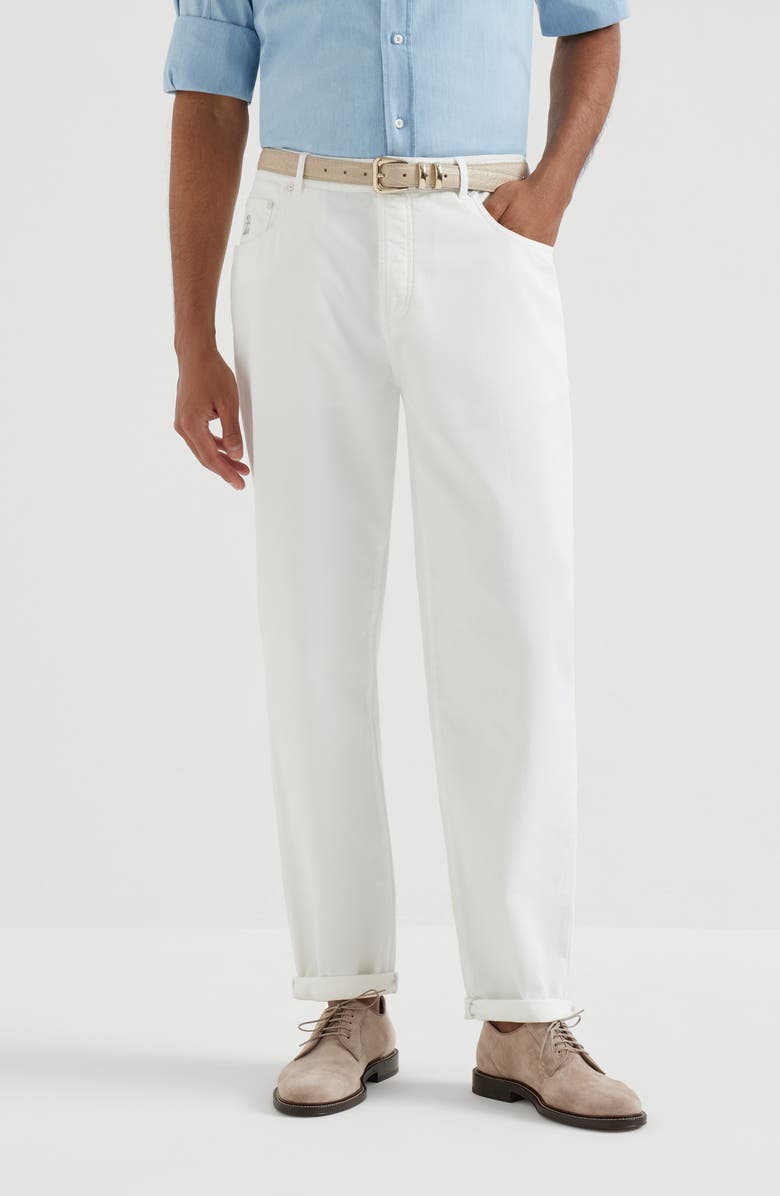 Brunello Cucinelli Gabardine garment dyed trousers, Alternate, color, Snow