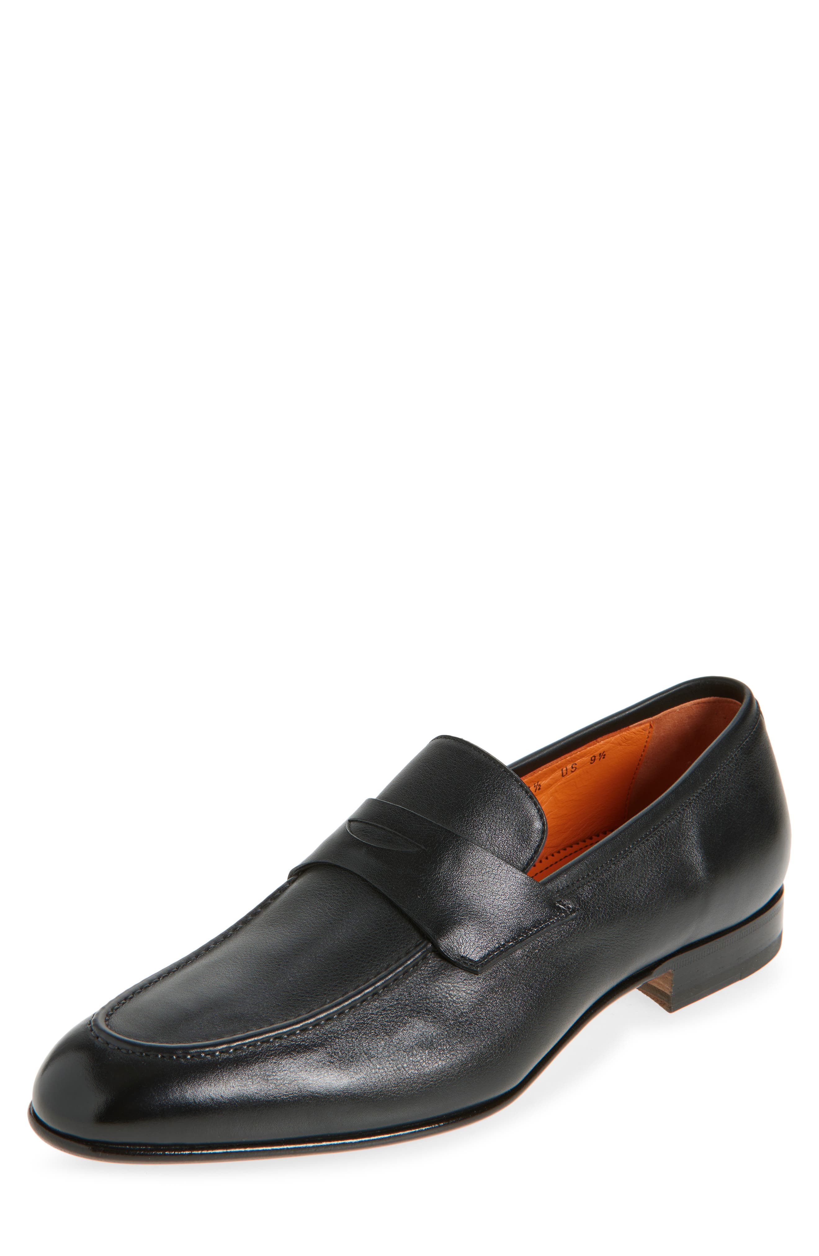 Santoni Darius Penny Loafer, Main, color, Black