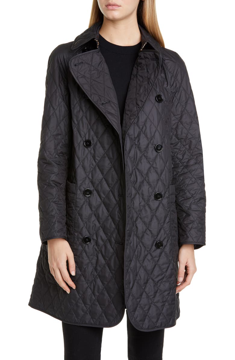 Burberry Tything Quilted Double Breasted Coat, Main, color,