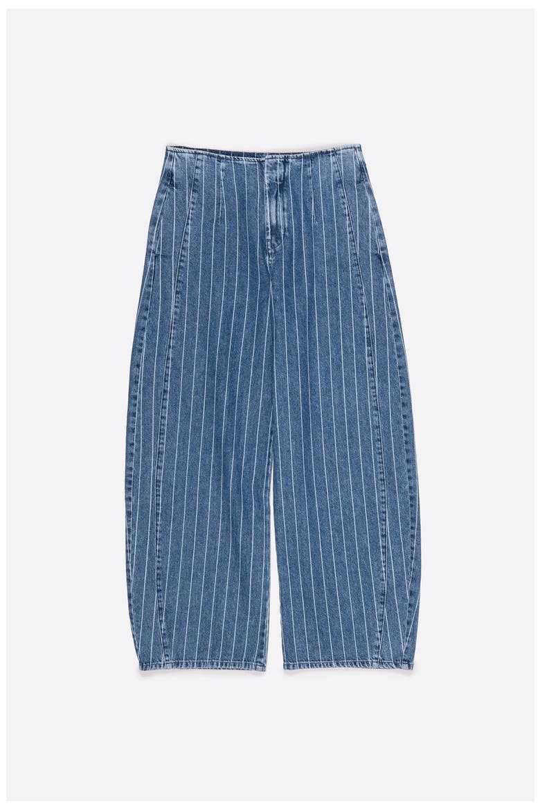 Striped Barrel Jeans With Buckle, Alternate, color, DENIM BLUE
