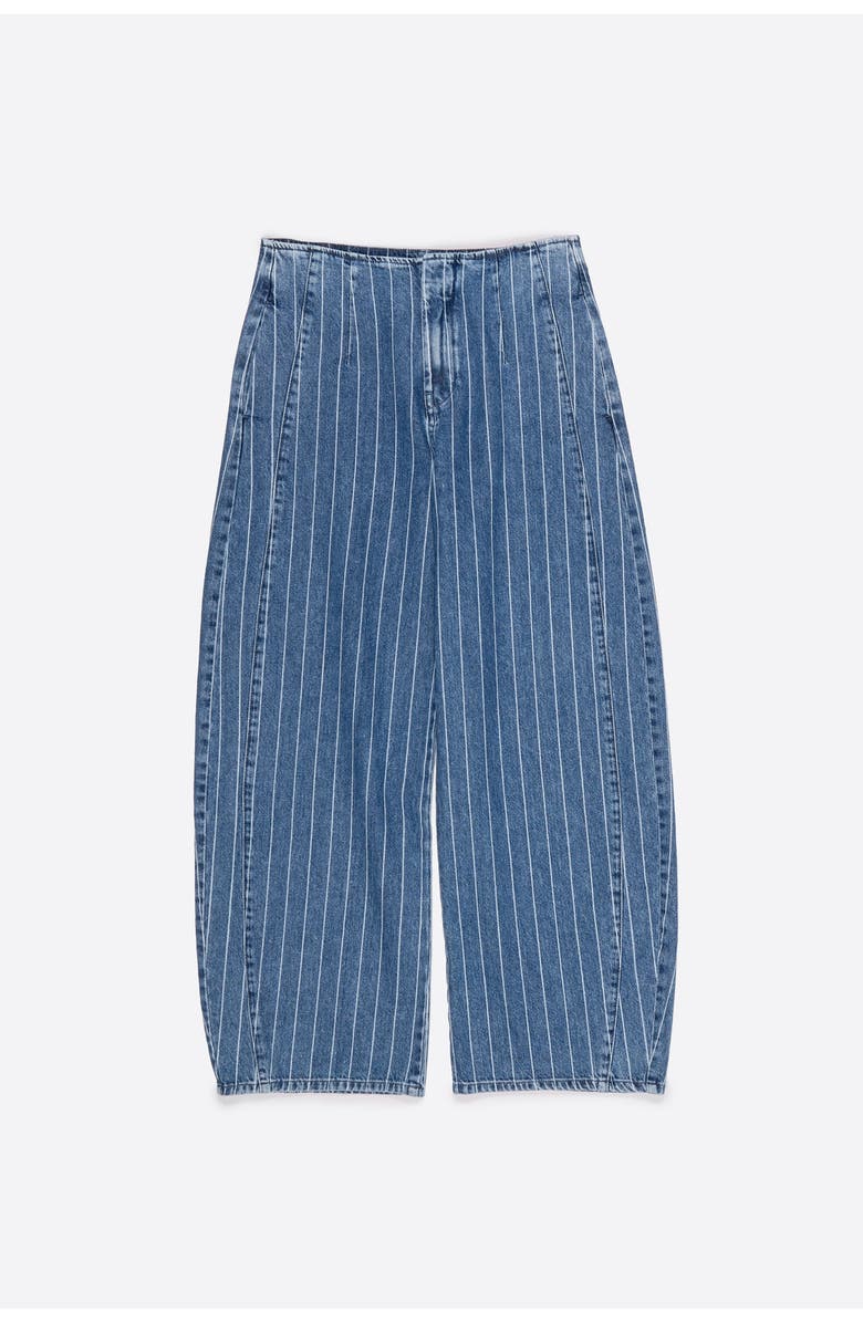 Bimba y Lola Striped Barrel Jeans With Buckle, Alternate, color, Denim Blue