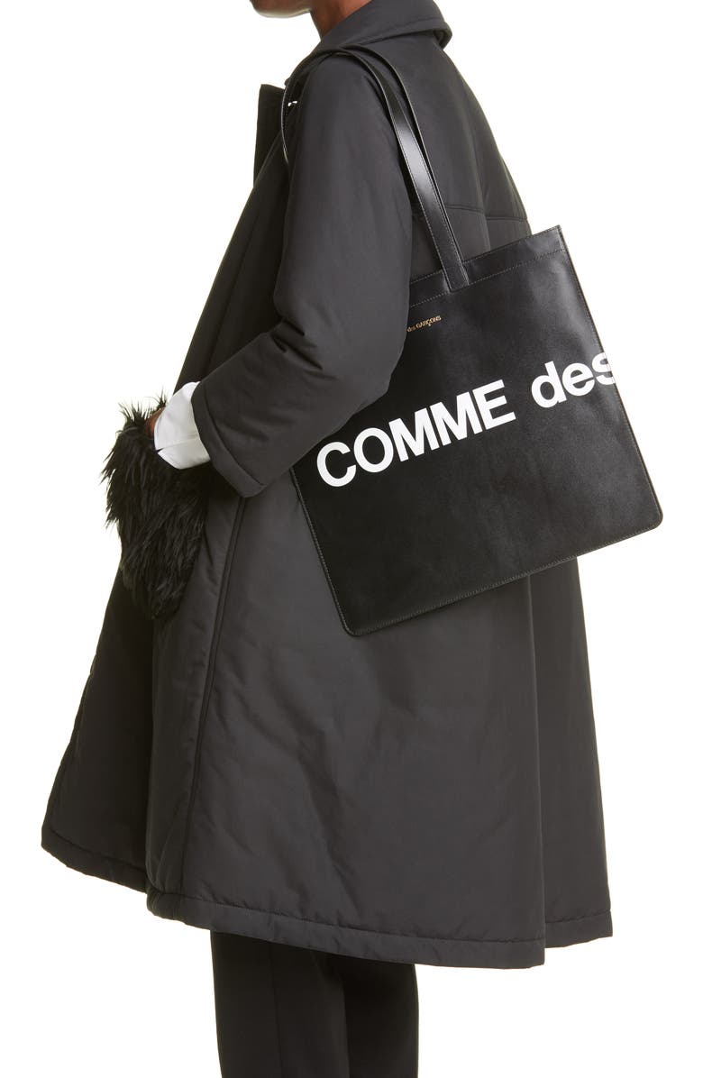 Comme des Garçons Wallets Huge Logo Leather Tote, Alternate, color,