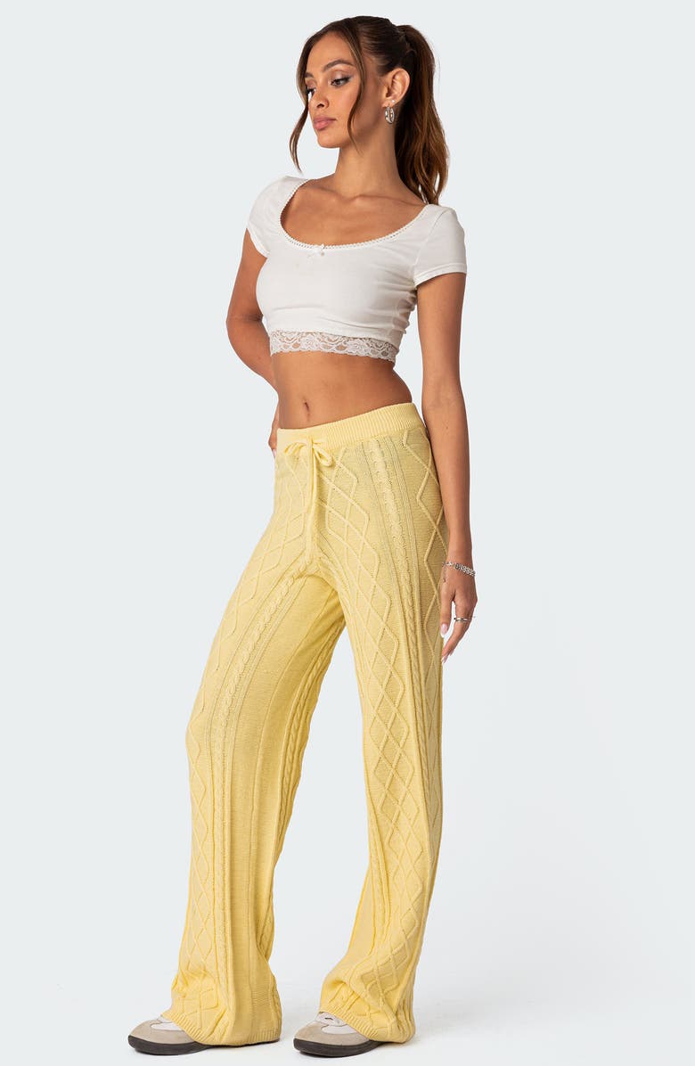 EDIKTED Kasey Cable Stitch Drawstring Pants, Alternate, color,