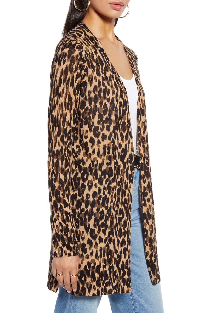 Halogen<sup>®</sup> Leopard Print Linen Blend Cardigan, Alternate, color,