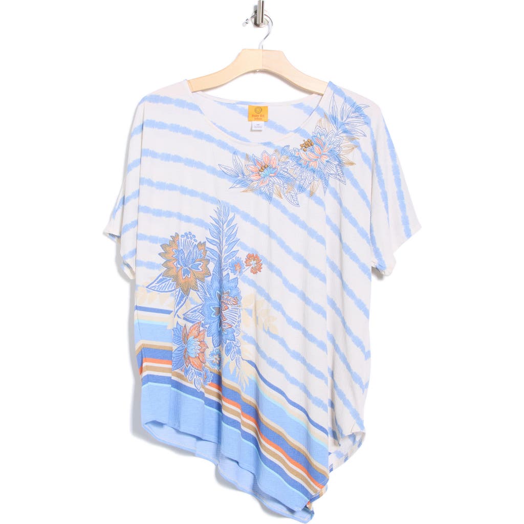 Ruby Rd. Plus Size Embellished Boho Stripe Top In Blue