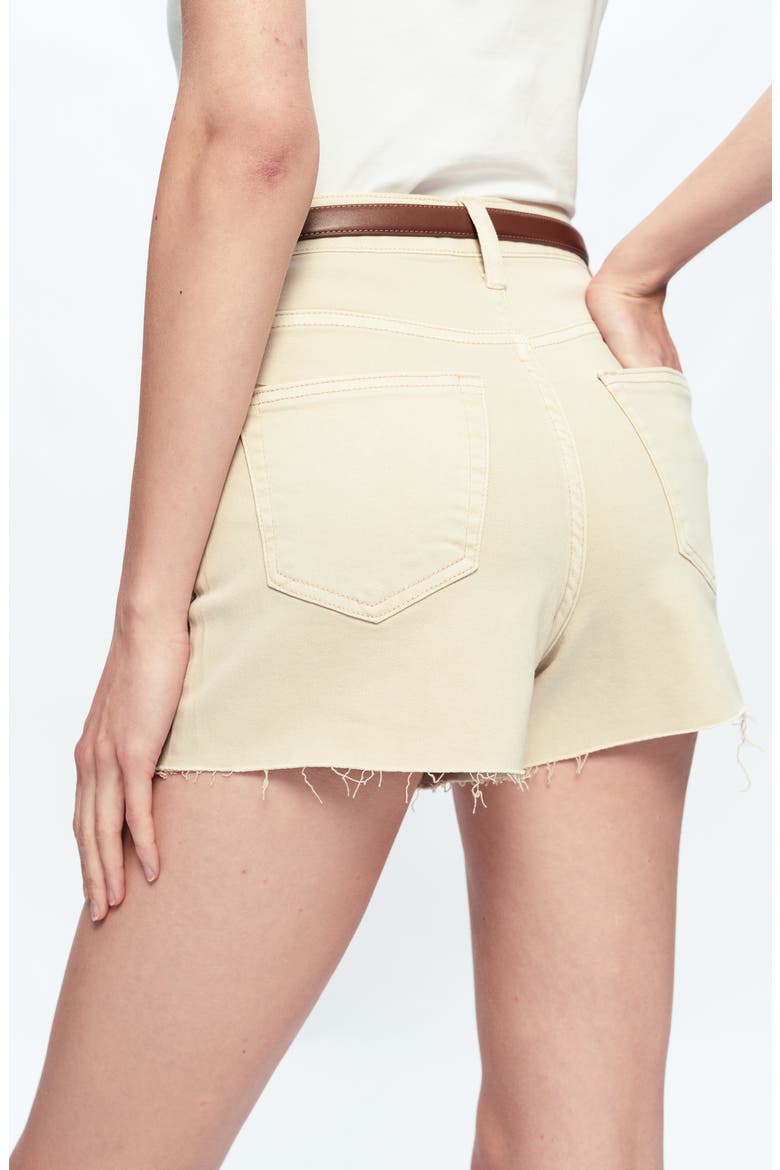 Flora High Waist Cutoff Denim Shorts, Alternate, color, LIGHT KHAKI