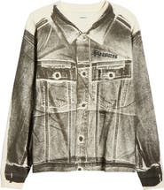 PLEASURES Trucker Trompe l'Oeil Print Heavyweight Long Sleeve Graphic T-Shirt