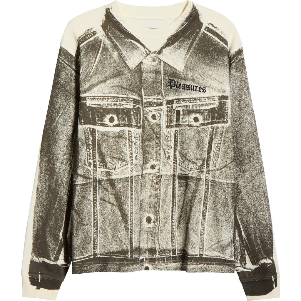 Pleasures Trucker Trompe L'oeil Print Heavyweight Long Sleeve Graphic T-shirt In Brown