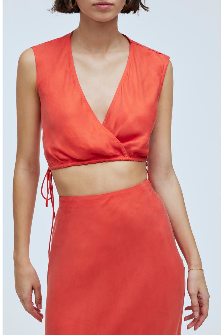 Modular Sleeveless Cupro Blend Maxi Dress, Alternate, color, FIRE LILY