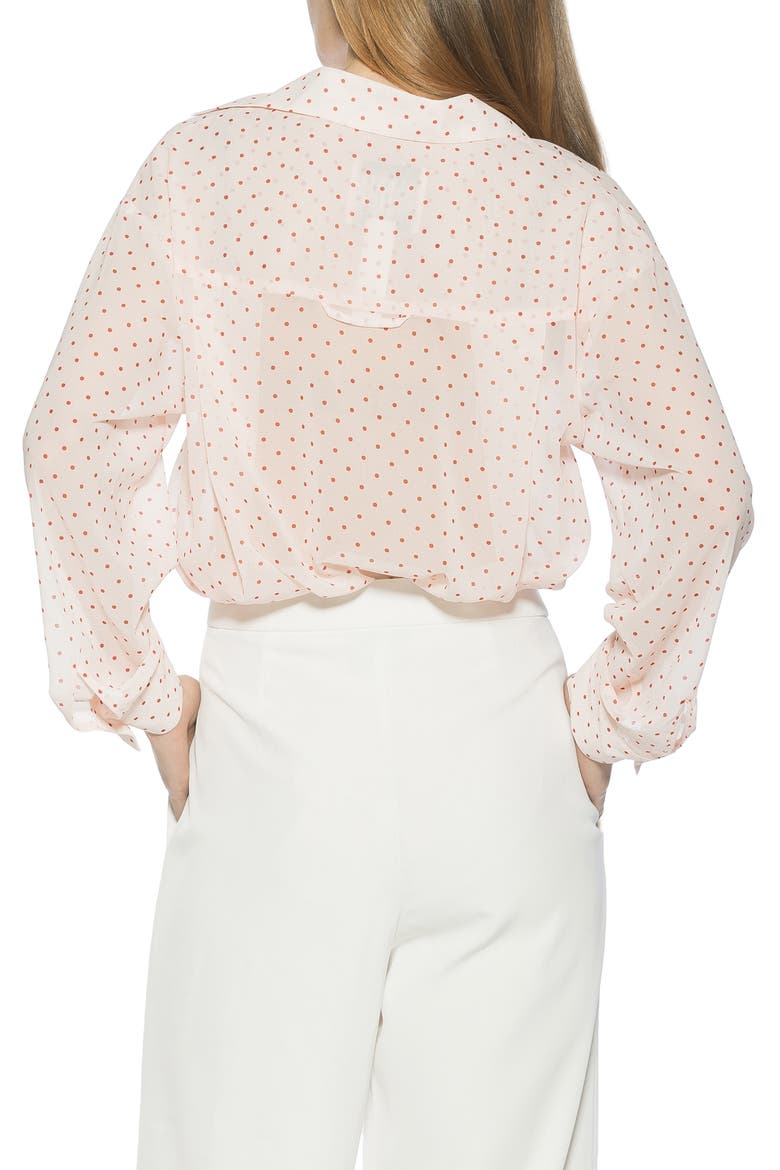 Atticus Sheer Button Up Shirt, Alternate, color, RED POLKA