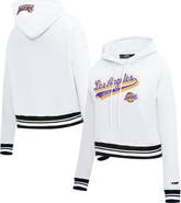 PRO STANDARD Women's Pro Standard White Los Angeles Lakers Script Tail Cropped Pullover Hoodie