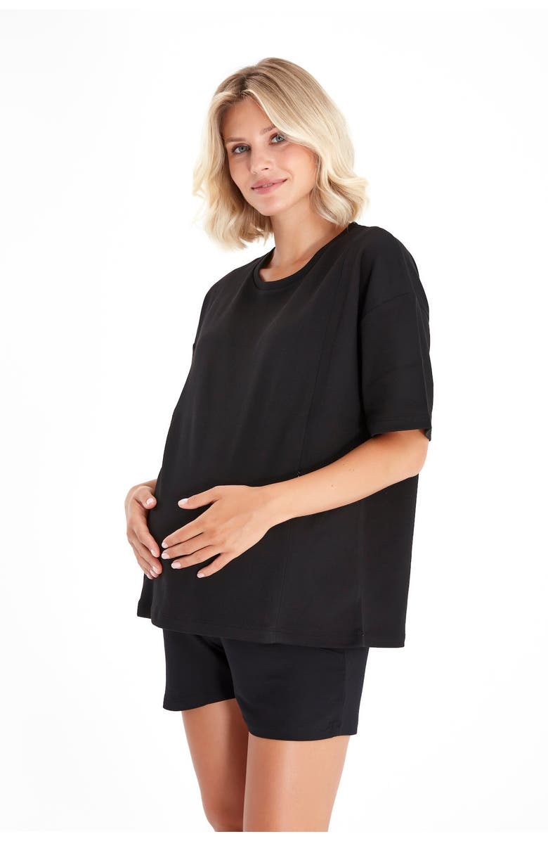Accouchée Anytime Anywhere Side Zip Maternity/Nursing T-Shirt, Alternate, color, Black