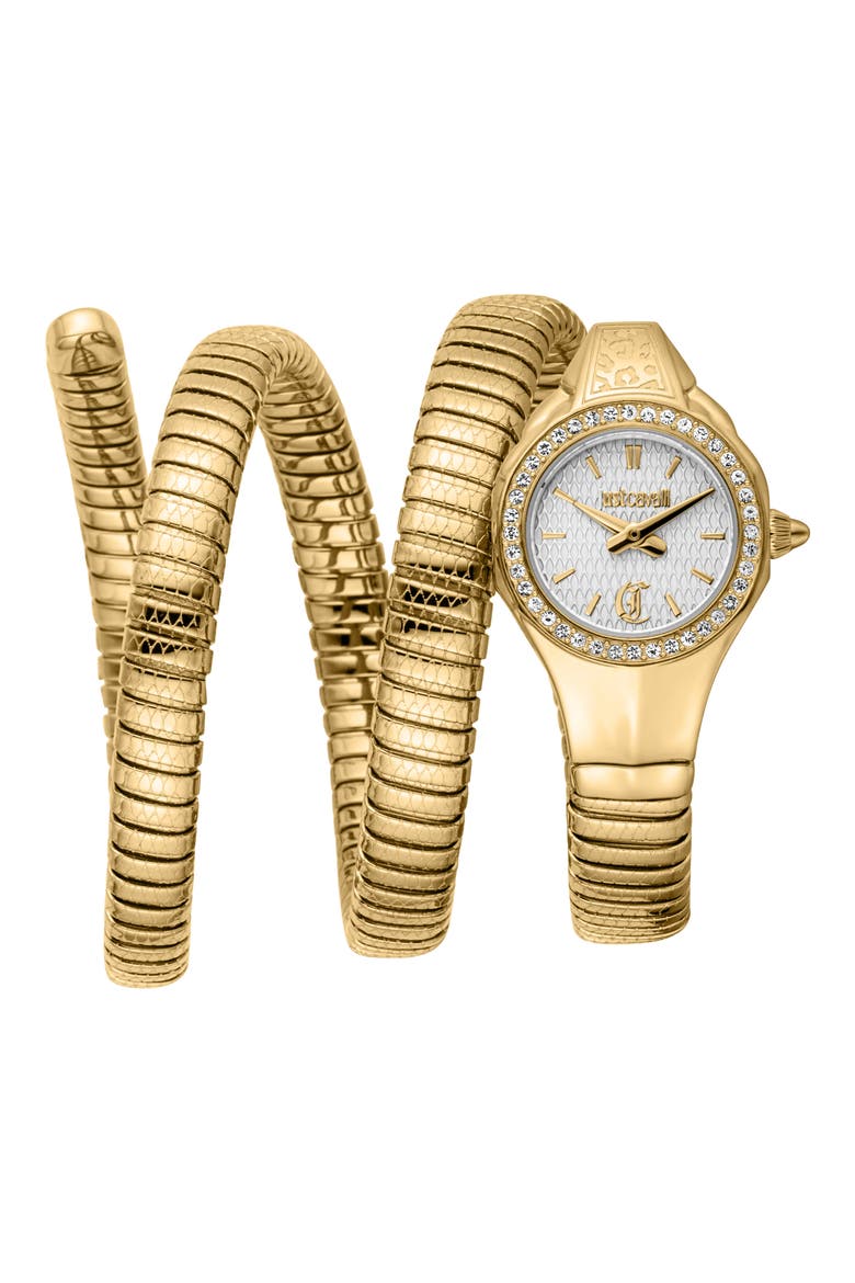Snake Bracelet Strap Watch, 22mm x 35.5mm, Main, color, GOLD