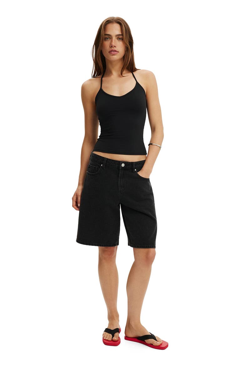 Women's Baggy Denim Short, Alternate, color, Leo Black