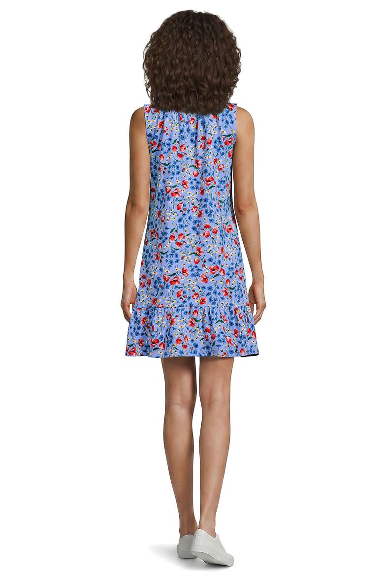 Petite Sleeveless Cotton Jersey Notch Neck Flounce Dress, Alternate, color, Clear Blue Sky Poppy Floral