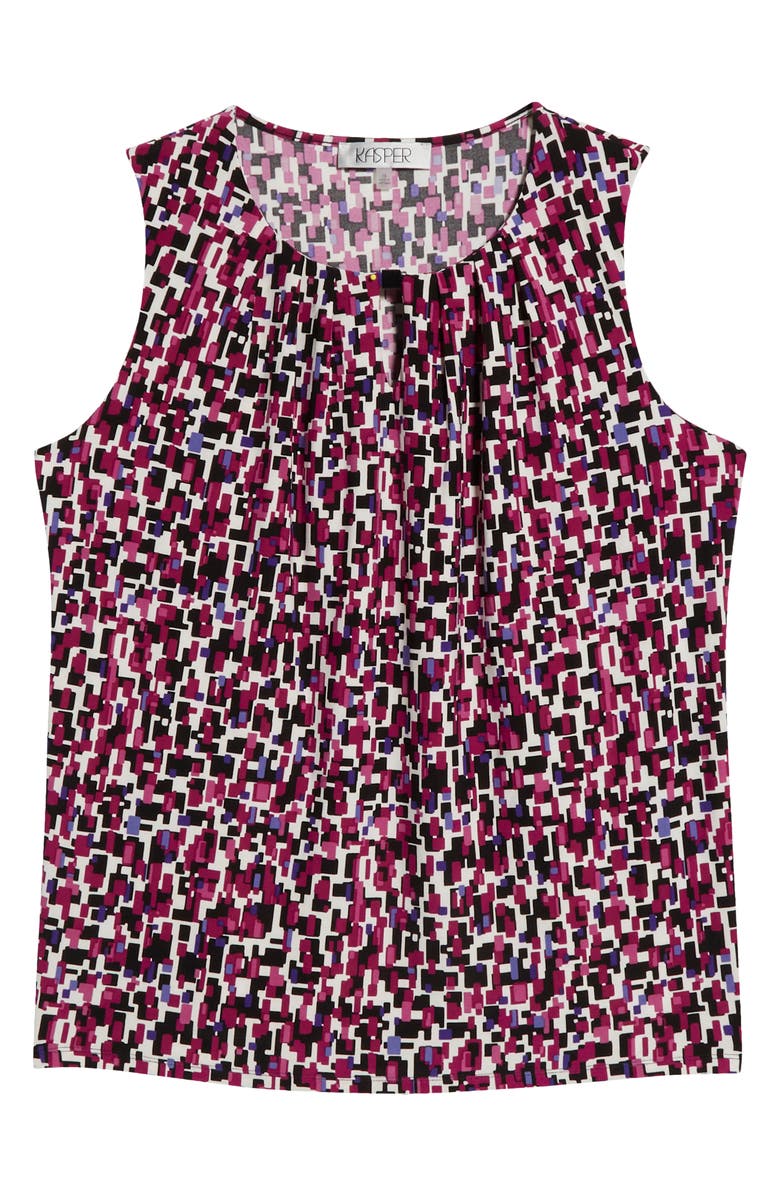 KASPER Pleat Neck Sleeveless Top, Alternate, color, 