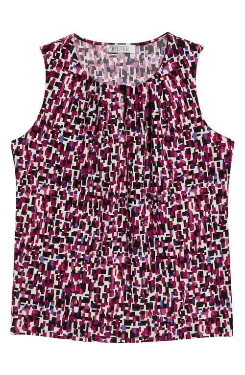 Kasper Pleat Neck Sleeveless Top In Burgundy