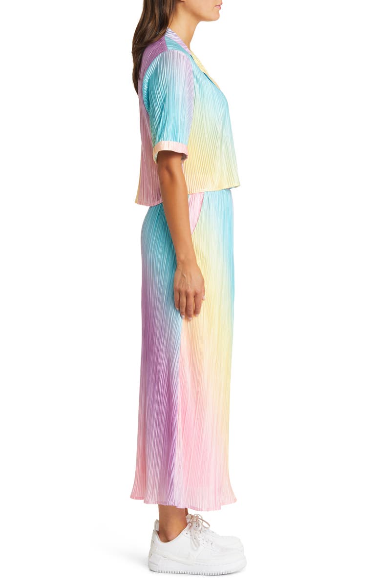 Dressed in Lala Est La Vie Rainbow Stripe Two-Piece Shirt & Skirt Set, Alternate, color, Rainbow Daydream