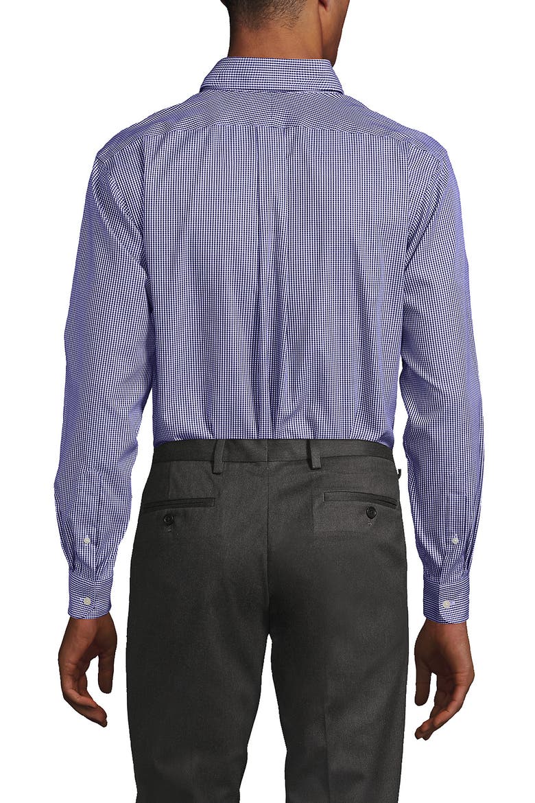 School Uniform  Tailored Fit No Iron Solid Supima Cotton Pinpoint Buttondown Collar Dress Shirt, Alternate, color, Rich Sapphire Check