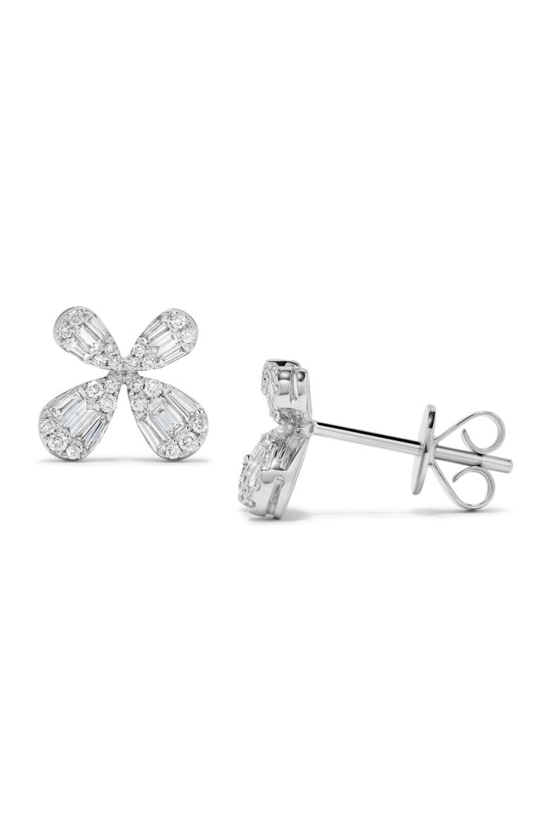 Baguette Diamond Butterfly Stud Earrings in 14K White Gold, Main, color, 14K White Gold