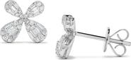 Ancona Fine Jewelry Baguette Diamond Butterfly Stud Earrings in 14K White Gold