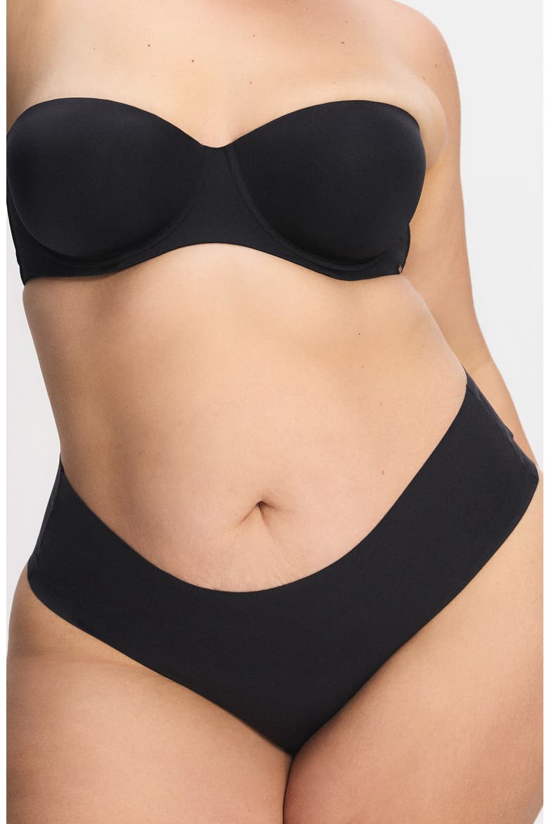 Microfiber No-Show Hipster Briefs, Alternate, color, BLACK CAVIAR